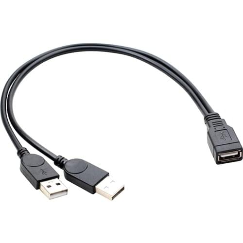 USB 2.0 Female to Dual USB Male Extra Power Data Extension Cord Adapter Splitter Y-Cable