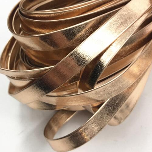 Sisi Crafts Tape 1cm Rose Gold Leather Ribbon Faux PU Flat Cord Layering Bias DIY Hair Bow Handmade Accessories Trim 1 Meter