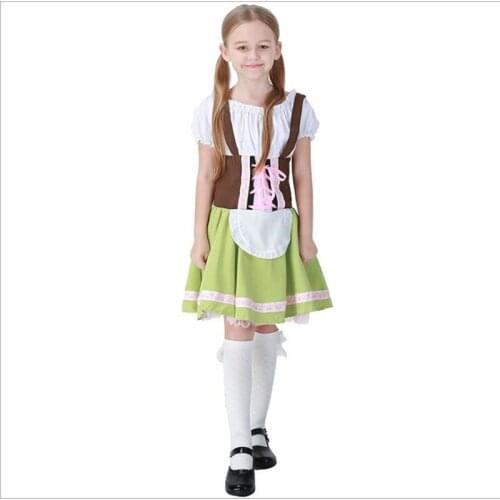 Cute Children Maid Costume Oktoberfest Party German Beer Girl Cosplay Fancy Halloween Party Costume Dress S-XL