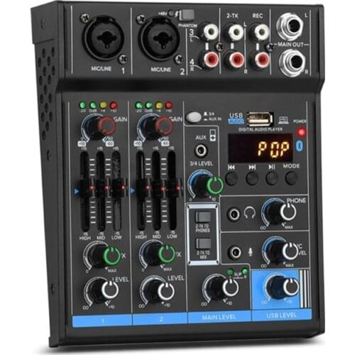 Mini Mixer Professional Digital Portable Sound Mixing Console with Sound Card & Bluetooth Function