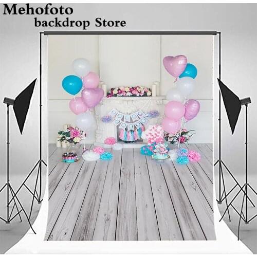 MOCSICKAFirst Birthday Cakes Photo Backdrops for Photography Newborn Backgrounds Balloon Wood Floor Photo Shoot Props S-3138