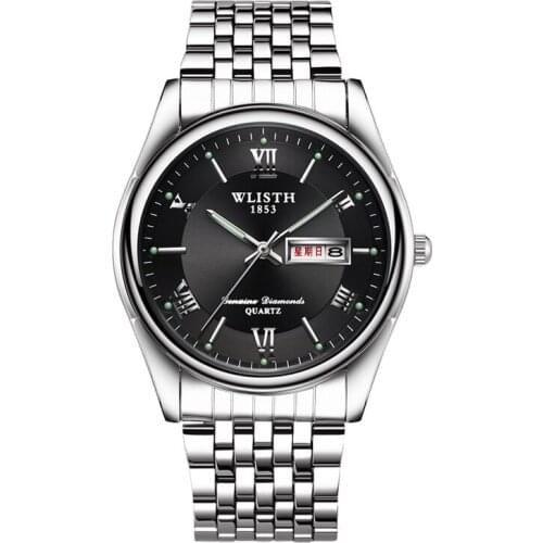 Mens Watch Business Luminous Top Quartz Watch Waterproof Steel Belt Non-Analog Gifts for Man Male Clock Hours Watches for Men