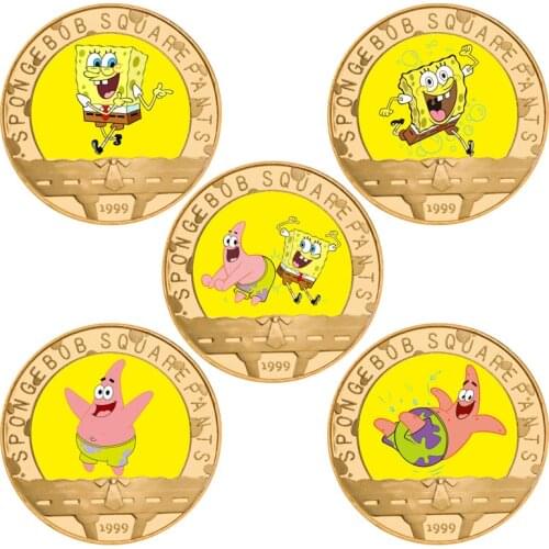 US Anime Cartoon Gold Plated Commemorative Coin Set with Coin Holder Challenge Coin Original Design Birthday Gift for Kids Adult