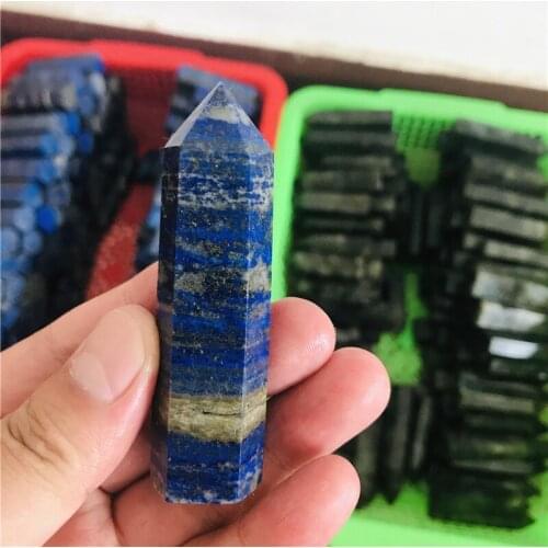 NATURAL lapis lazuli QUARTZ CRYSTAL WAND POINT HEALING From Afghanistan