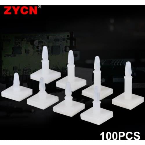 Nylon Plastic Stick Fixed Clip PC Board Module Spacer Standoff Locking Snap-In Post Self-Adhesive 3mm Isolation Column 100PCS