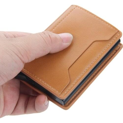 New Card Bag European and American Metal Aluminum Box RFID Automatic Elastic Card Clip Male and Female Bank Card Cover