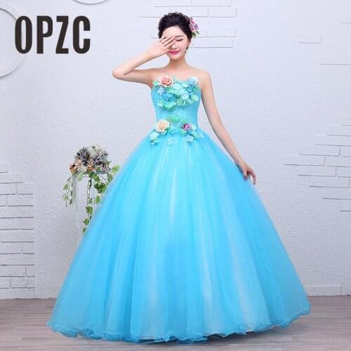 Stapless sleeveless Princess Tull Purple Pink Blue New Wedding Dress Party Chorus host Fleabane Bitter Stage Studio Photo