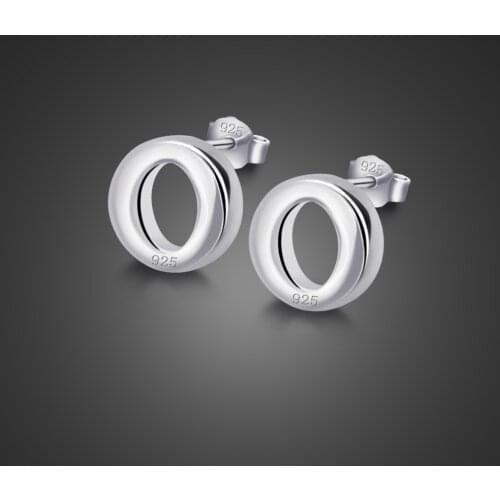 New 100% 925 Sterling Silver Letter O Stud Earrings Exquisite Fashion Brand Earrings For Women charm Jewelry Gift