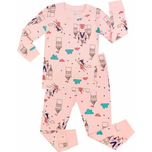 TINOLULING 100 cotton baby girls pajamas sets kids pink castle princess girls pajama baby pyjamas boys sleepwear pjs pijamas
