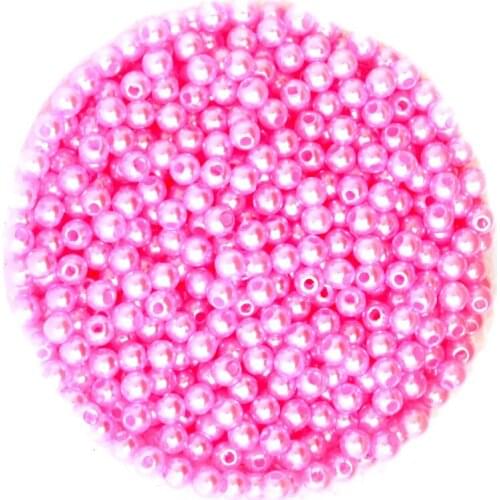Plastic 2000pcs/lot Pink Imitation Pearl Round Beads 4mm Dia.Wholesale for DIY Bracelet and Necklace CN-BSG01-01PK