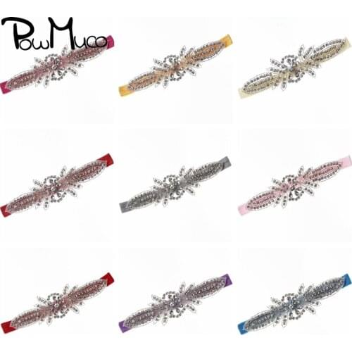 Powmuco Chic Long Rhinestones Toddler Headband Baby Girls Solid Color Elastic Hairband DIY Dress Decoration Kids Accessories