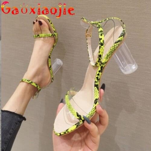 Transparent Sandals Women 2020 New Word With Open Toe Fashion Sandals Women Chunky Heels Sexy High Heels Serpentine Womens shoe