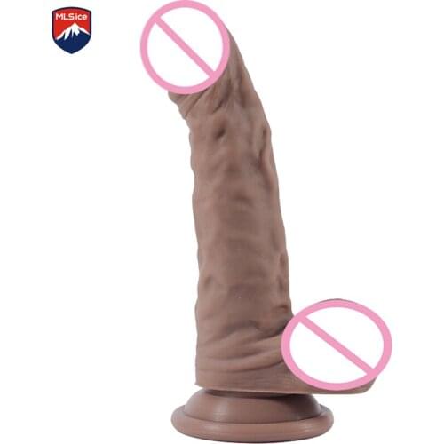 Realistic Dildo Vibrator Flexible Penis with Textured Shaft and Strong Suction Cup Sex Toy for Women Sex Products Foreskin Dildo