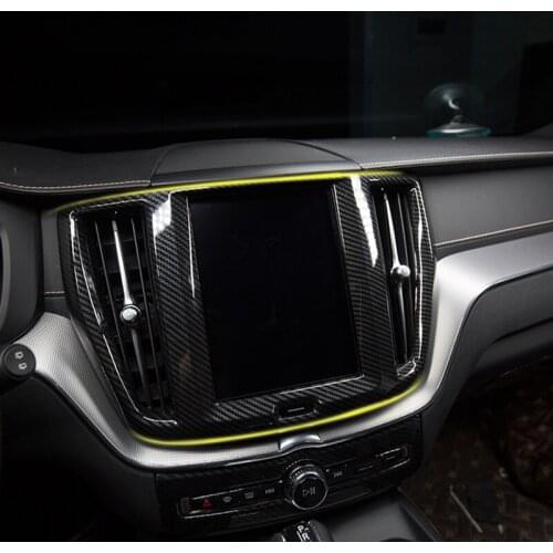 Carbon Fiber Styling Central Control Navigation Screen Frame Trim Cover For Volvo XC60 2018 ABS Auto Accessories