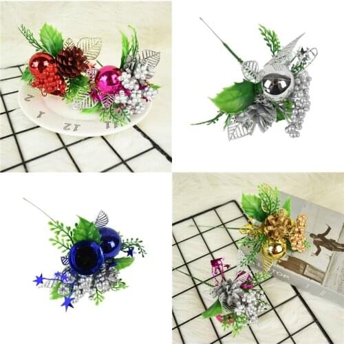 1Pcs Christmas Artificial Flower Stamen Berry Pine Cone Picks DIY Valentines Day Dried Flowers Xmas Accessories