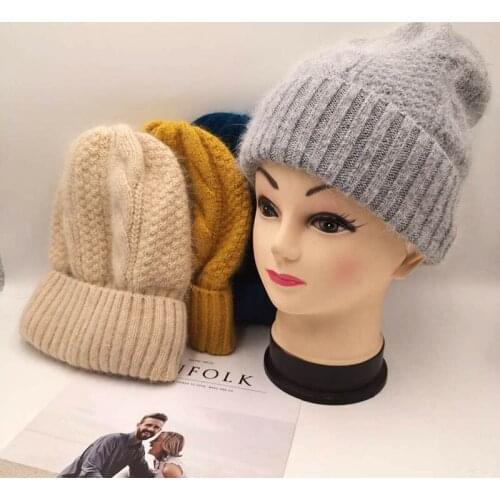 Autumn winter rabbit hair Winter skullies Hat fashion warm beanies hats casual women solid adult rabbit caps cover head