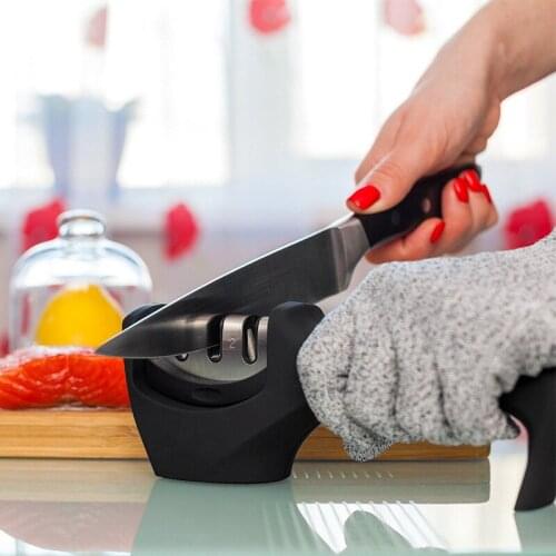 Kitchen Knife Sharpener 3 Stages Tungsten Diamond Ceramic - Professional Sharpening Stone Grinder Knives Whetstone Tool