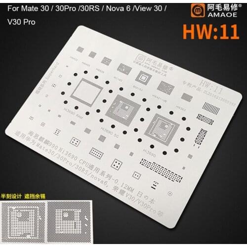 BGA Stencil For HUAWEI HONOR View 30 Pro 9X Pro 20S 8X V20 Nova 5 6 5Z P30 lite BGA Stencil HI3690 6280 CPU IC Reballing Stencil