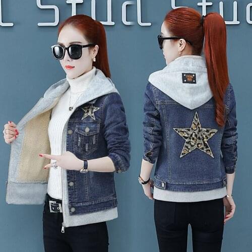 Womens Denim Jacket 2020 Winter Plus velvet Long Sleeve Basic Jeans Jacket Womens Loose Casual Coat Female Outwear Plus Size