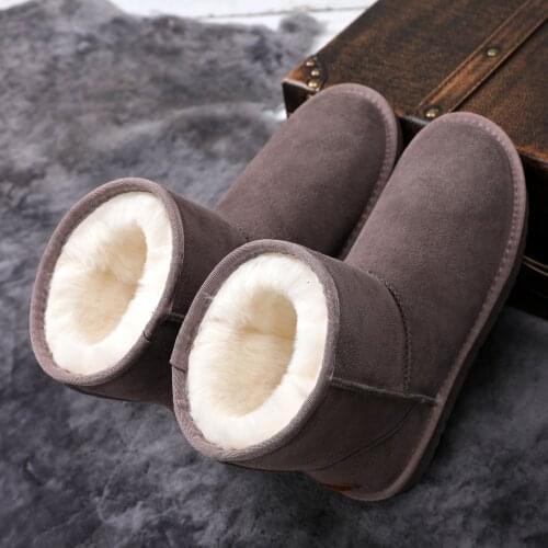 Women Flat Snow Boots Concise Style Girls Winter Shoes Comfort Genuine Leather Fluffy Ladies Ankle Boots Femmes Bottes Chaussur