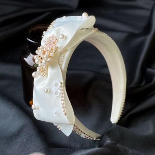Vintage Beautiful Bow Satin Hairband Headband Photography Gown women wedding Hair Accessories