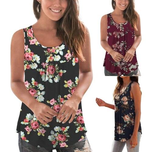 Printed sleeveless womens top button pleated casual Pullover vest 2021 summer new fashion womens wear кроп топ