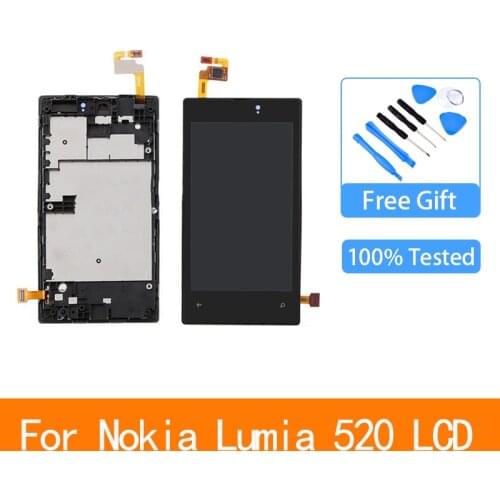 4.0 inch For Nokia Lumia 520 LCD Display Touch Screen Digitizer With Frame Replacement Parts For Nokia 520 LCD Screen