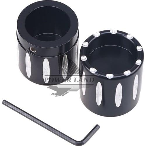 1 Pair Deep Edge Cut Black Aluminum Front Axle Nut Cover Cap Bolt Kit For Harley Dyna V-Rod Touring Sportster XL883 XL1200