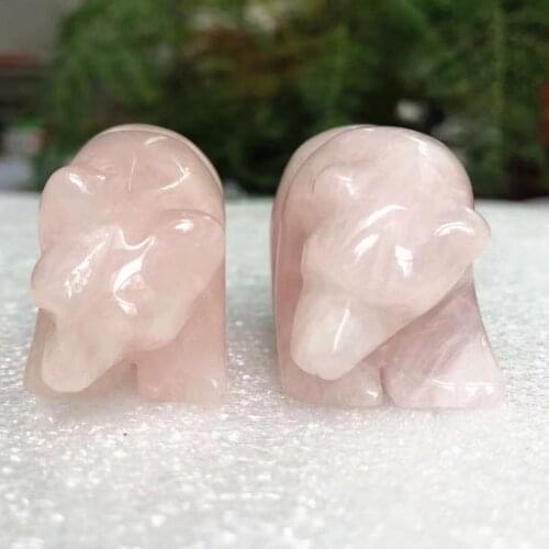 1PC52-58GNatural Stone Carved Cute Small Bear Animal Ornaments Rose Quartzs Rose Crystal Quartz Stone Crafts Figurine Home Decor