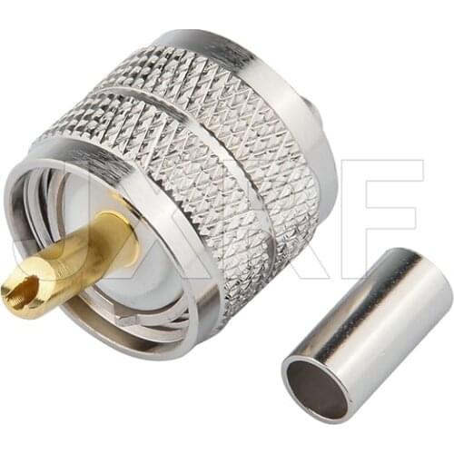 UHF PL259 male crimp RF Coxial connector PL259 UHF male straight Crimp for RG58 RG142 LMR195 coaxial cable fast ship