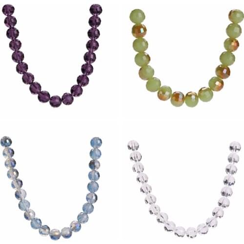 8mm 100pcs Spacer Crystal Round Loose Bracelet Jewelry Making Craft Beads Findings Bulk Faceted DIY Glass Facets Wholesale