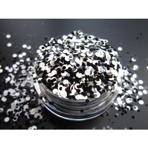 2mm White 1mm Black Round Dot Glitter for Nail Art