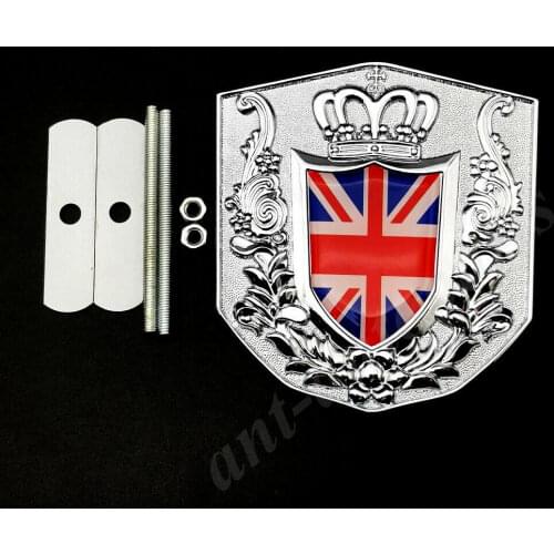 3D Metal The Union Jack UK Flag Royal Crown VIP Car Front Grille Emblem Badge