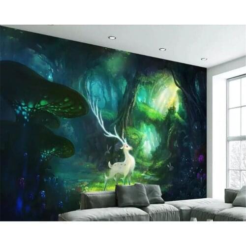 Beibehang Custom stickers wallpaper beautiful romantic dreams elk 3D bedroom mural living room wall Childrens room wallpaper