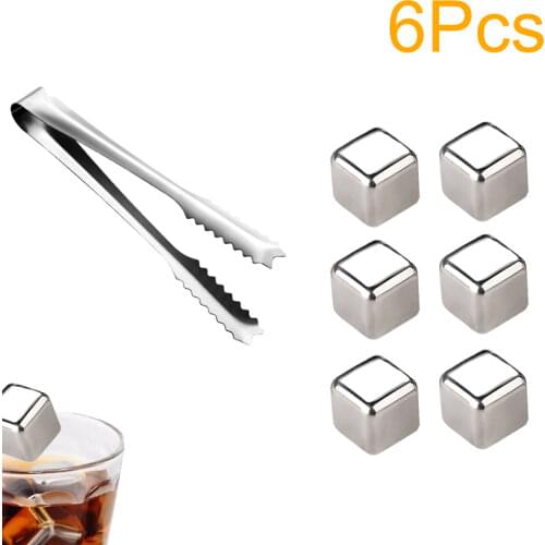Stainless Steel Whiskey Stones Gift Set Reusable Ice Cubes for Drinks Cocktail Shaker Whiskey Rocks Chilling Stones + Ice Tongs