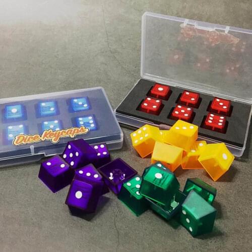 6pcs DIY Backlit ABS Keycaps Dice 123456 Red Yellow Blue Green Purple Backlight Cap For Cherry Switch Mechanical Keyboard OEM