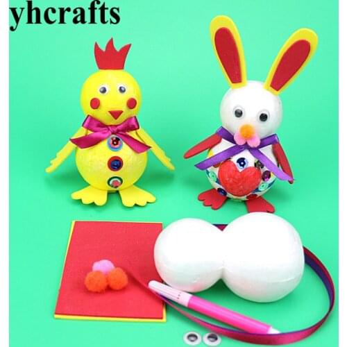 6PCS/LOT DIY polystyrene chicken rabbit craft kits Pocket crafts Easter crafty Early educational toys DIY toys Kindergarten toys