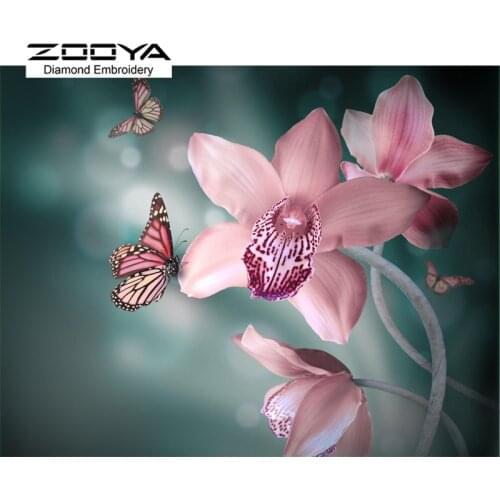 5D DIY Diamond Painting Flower Diamond Painting Cross Stitch Pink Calla &Butterfly Diamond Embroidery Home Decoration CJ285