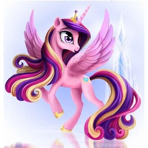 Princess Pony 5D Diy Diamond Painting Square Cross Stitch Small Cute Pony Pink Full Diamond Embroidery Picture Mosaic Needlework
