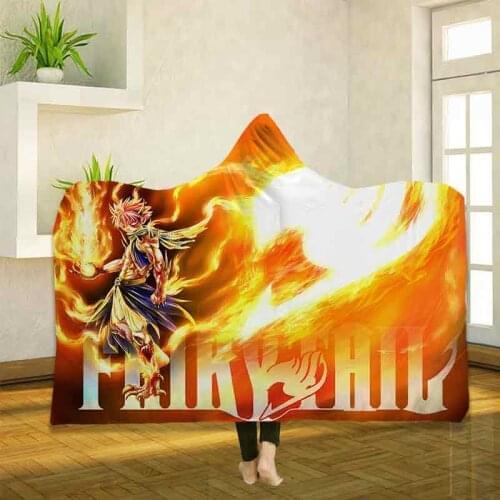 Anime Fairy Tail 3D Printing Throw Hooded Blanket Wearable Warm Fleece Bedding Office Quilts Soft Adults Travel 23