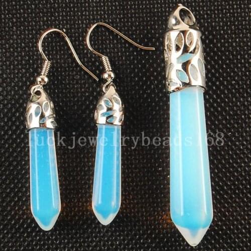 Free Shipping Women Fashion Jewelry Opal Pendant Earrings Pair Set C3107