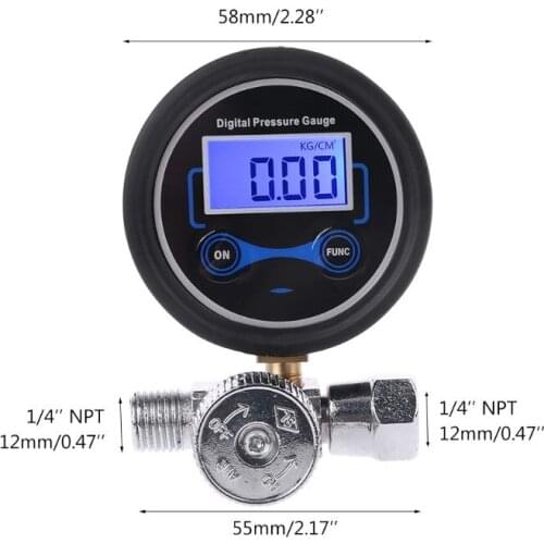 Digital 1/4" 200PSI Air Pressure Regulator Gauge Control Valve for Spray Gun M7DA