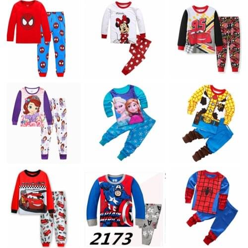 Kid Pajamas Set Children Sleepwear Cartoon Mickey Cars Anna Spiderman Pyjamas Pijamas Baby Boy Girl Cotton Nightwear Clothes Set