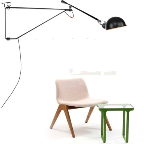 Long Swing Arm Adjustable Industrial Iron Art Led Wall Lamp Design Fishing Rod Studio Living Room Study Reading Cafe Aisle Foyer