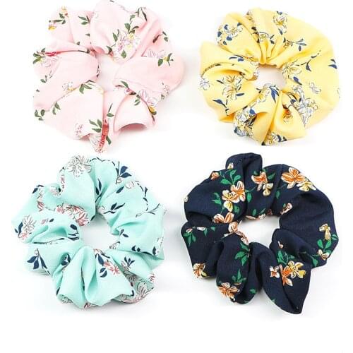 4 pcs/lot Spring Summer Sweet Florals Hair Elastic Scrunchies Ponytail Holder Hair Tie Classical Elastics Hair Bands for Girl