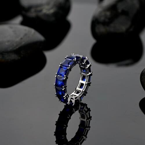 Elegant Vintage 100% 925 Sterling Silver Ring Sapphire Emerald Gemstone Party Personality Couple Rings Fine Jewelry Wholesale