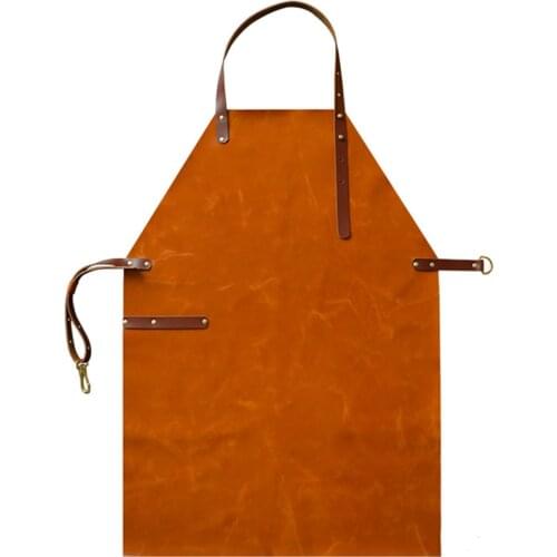 Full Grain Cow Leather Apron Barista Bartender Chef Cafe Bistro Catering Uniform Barber Salon Tattoo Shop Carpenter Work Wear L2