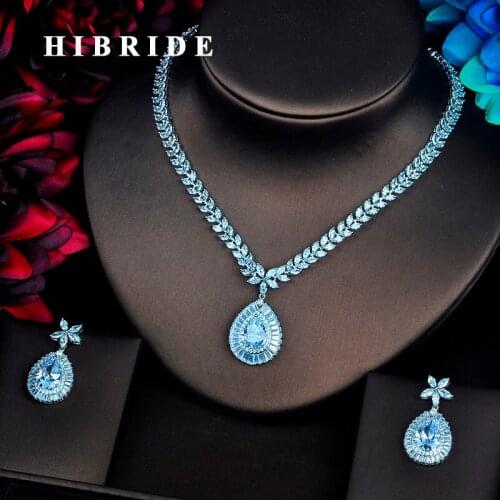 HIBRIDE Elegent Unique AAA CZ Jewelry Sets For Femme Beautiful Necklace Sets Bridesmaid Wedding Party Show Gifts Wholesale N-503