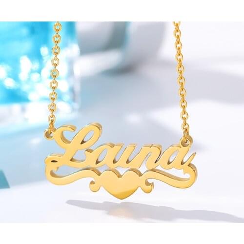 Personalized Name Necklaces For Women Men Stainless Steel Jewelry Gold Heart Ribbon Nameplate Choker Statement Necklace Jewerly