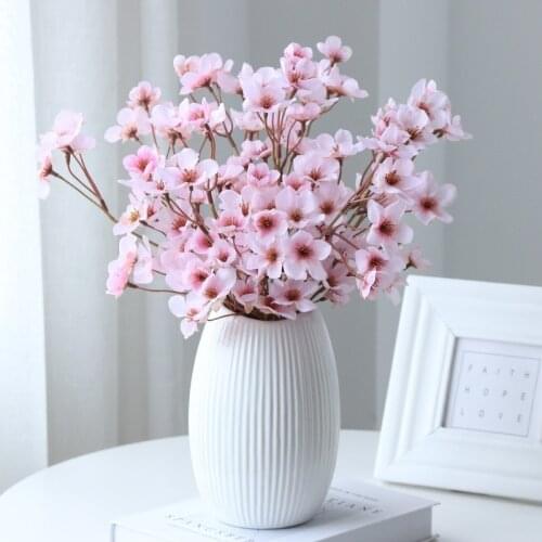 Artificial Flower Cherry Spring Plum Blossom Peach Branch Flower Wedding Decor Room Home Hotel Plant Ornaments Easter Decoration